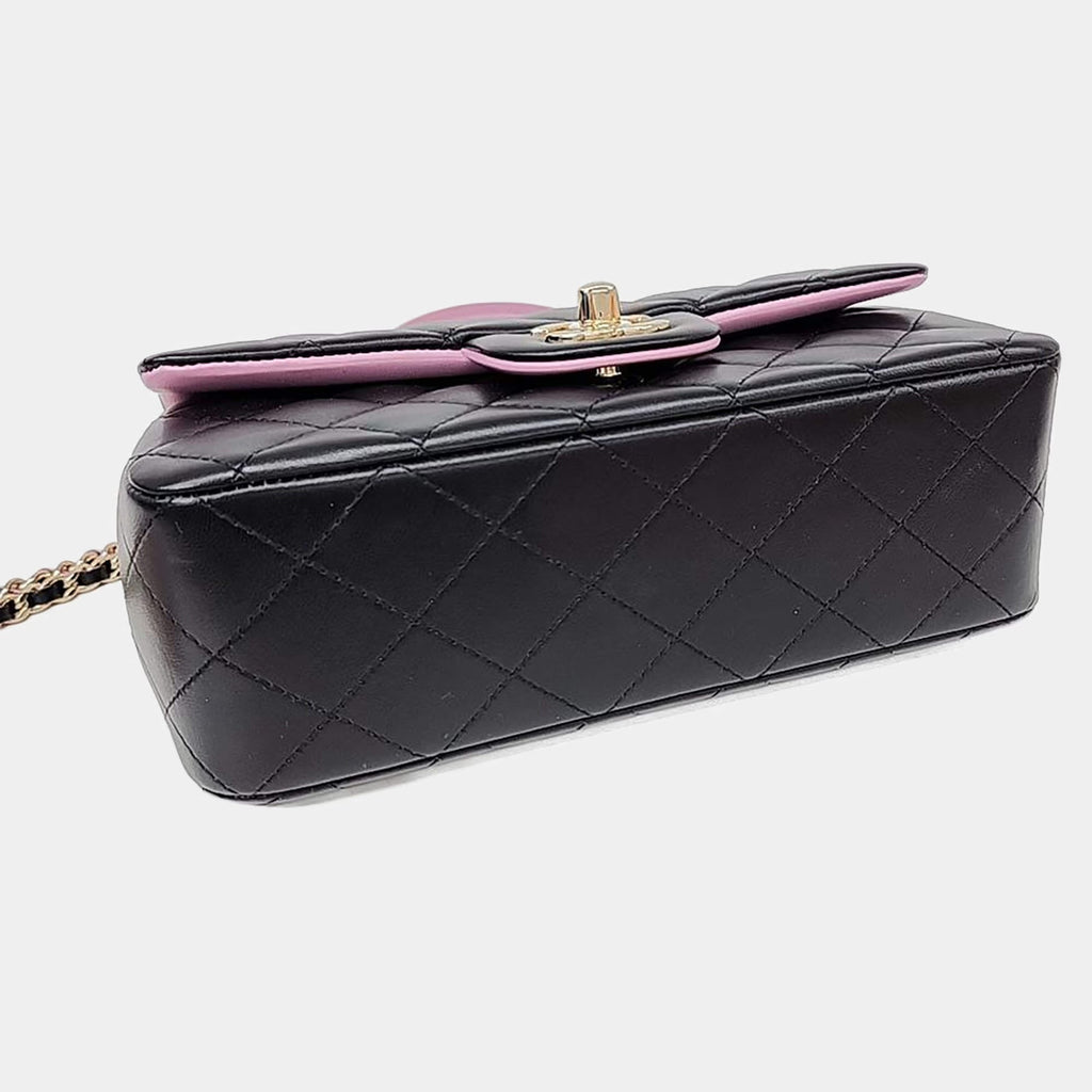 Chanel Black/Pink Leather Top Handle New Mini Crossbody Bag