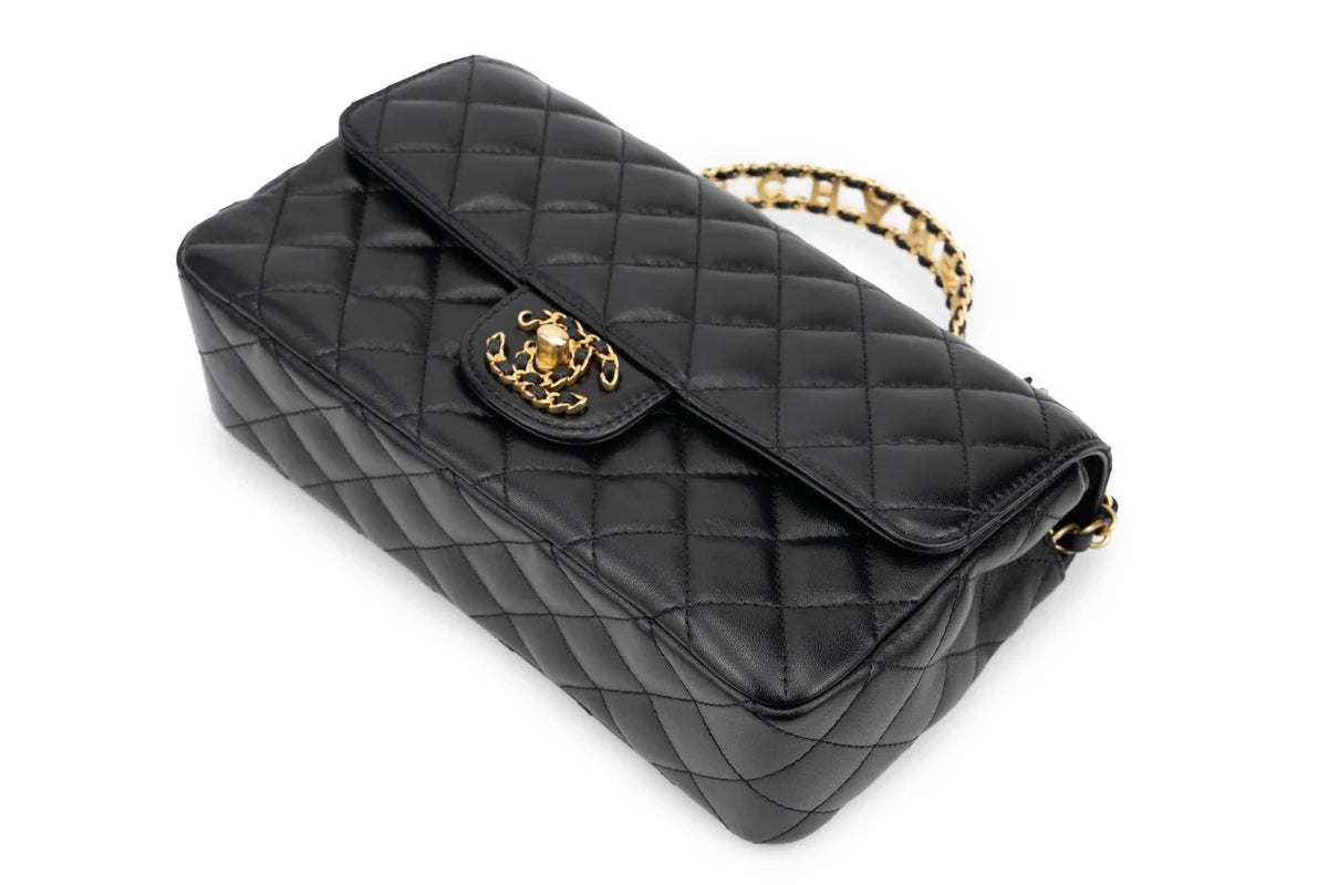 Chanel Flapbag With Handle Labmbskin Black GHW