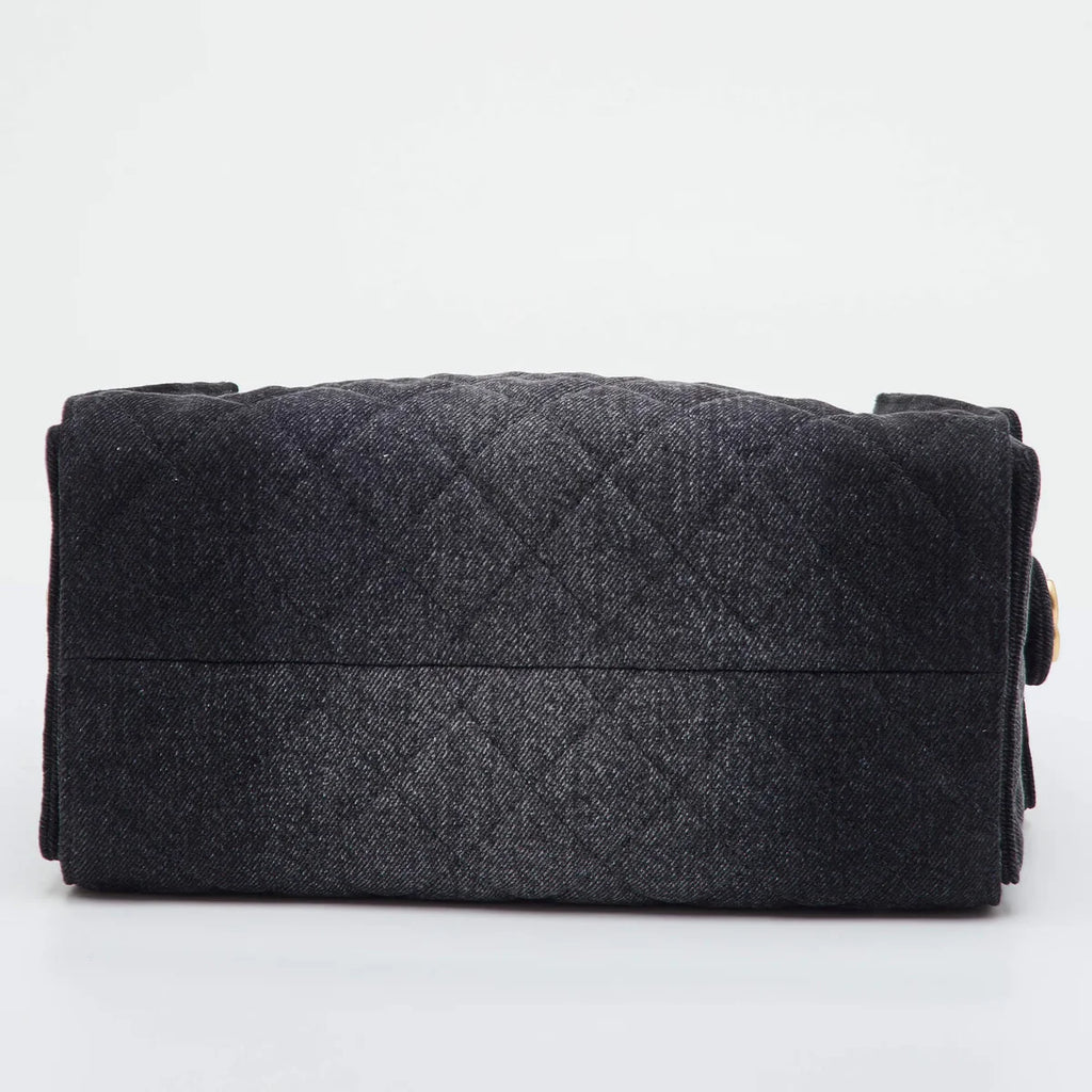 Chanel 25 Drawstring Black Quilted Denim Hobo