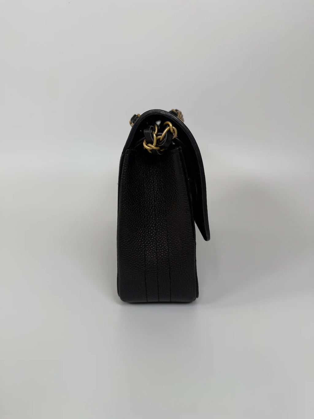 CHANEL MEDIUM PURE TIMELESS FLAP BLACK IN BLACK CAVIAR LEATHER WITH GOLD HARDWARE