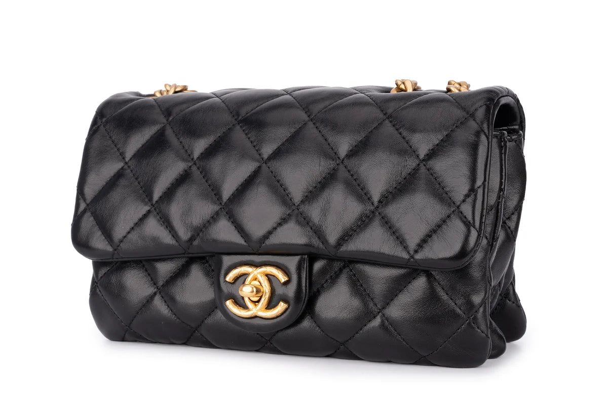 Chanel Accordion Crush Flap Black Lambskin GHW
