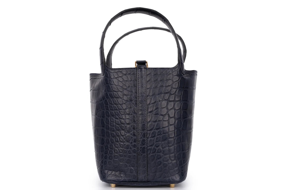 Hermès Picotin 18 Exotic Alligator Mississippiensis Bleu Indigo GHW