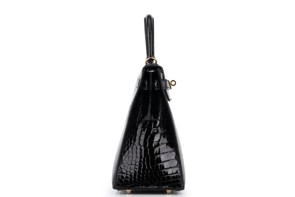 Hermès Kelly 28 Shiny Alligator Mississippiensis Noir GHW