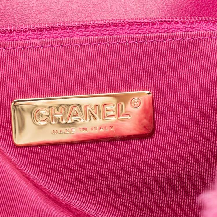 Chanel Pink Shearling Medium 19 Flap Shoulder Bag