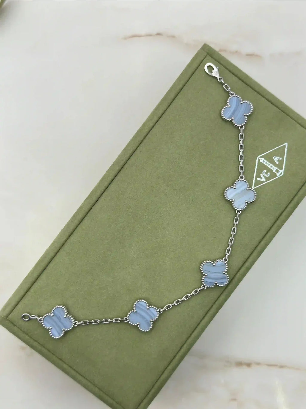 Van Cleef And Arpels Vintage Alhambra Bracelet 5 Motifs Chalcedony