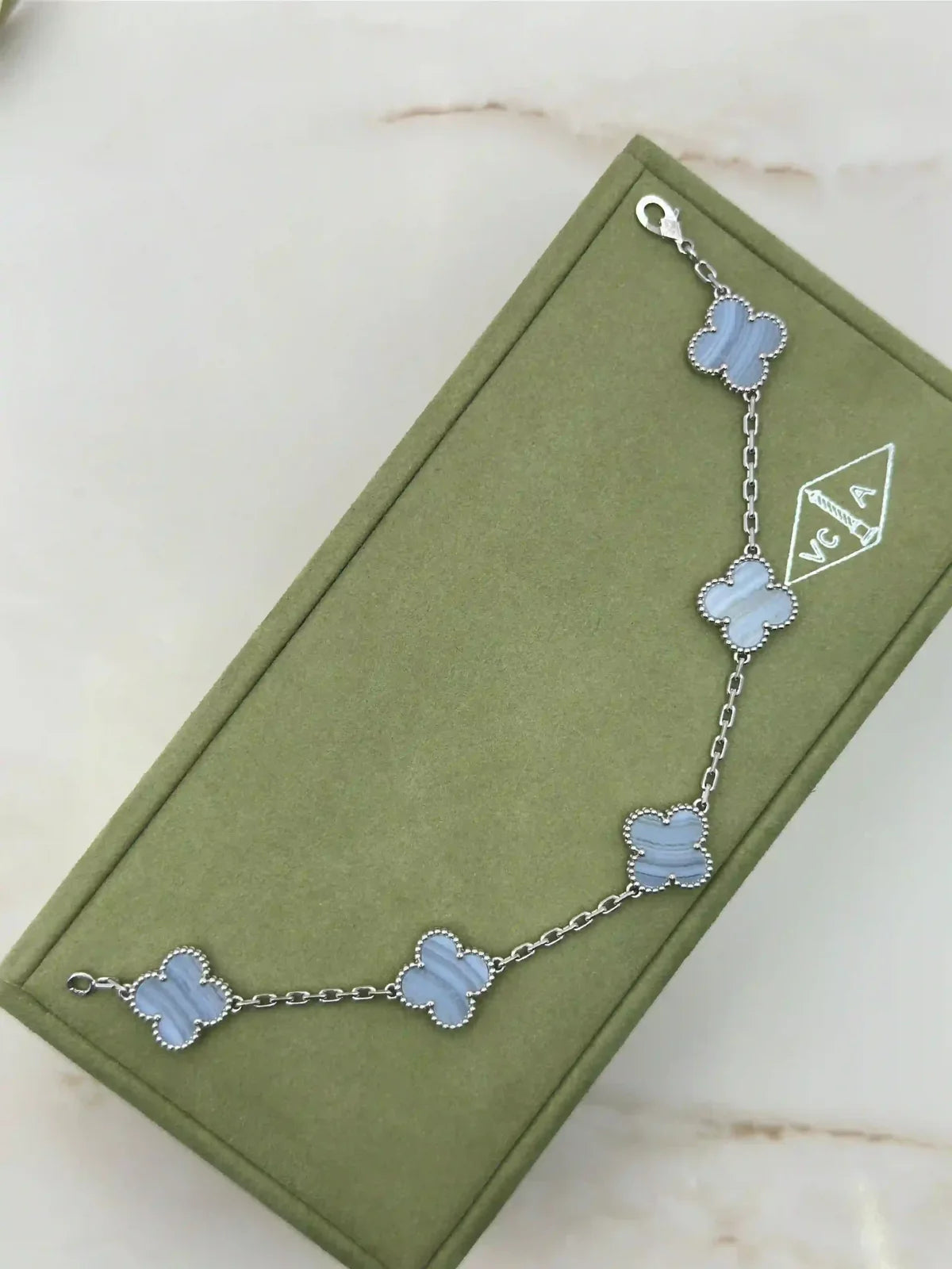 Van Cleef And Arpels Vintage Alhambra Bracelet 5 Motifs Chalcedony