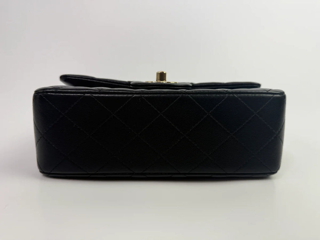 CHANEL MINI RECTANGLE TOP HANDLE IN BLACK LAMBSKIN WITH PGHW