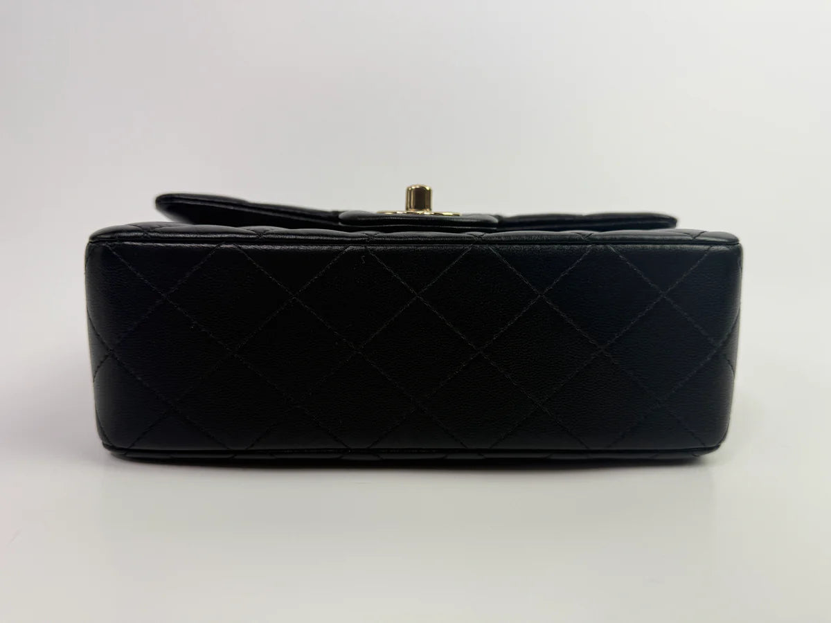 CHANEL MINI RECTANGLE TOP HANDLE IN BLACK LAMBSKIN WITH PGHW