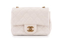 Chanel Quilted Pearl Crush Mini Square Flap Bag Lambskin White GHW