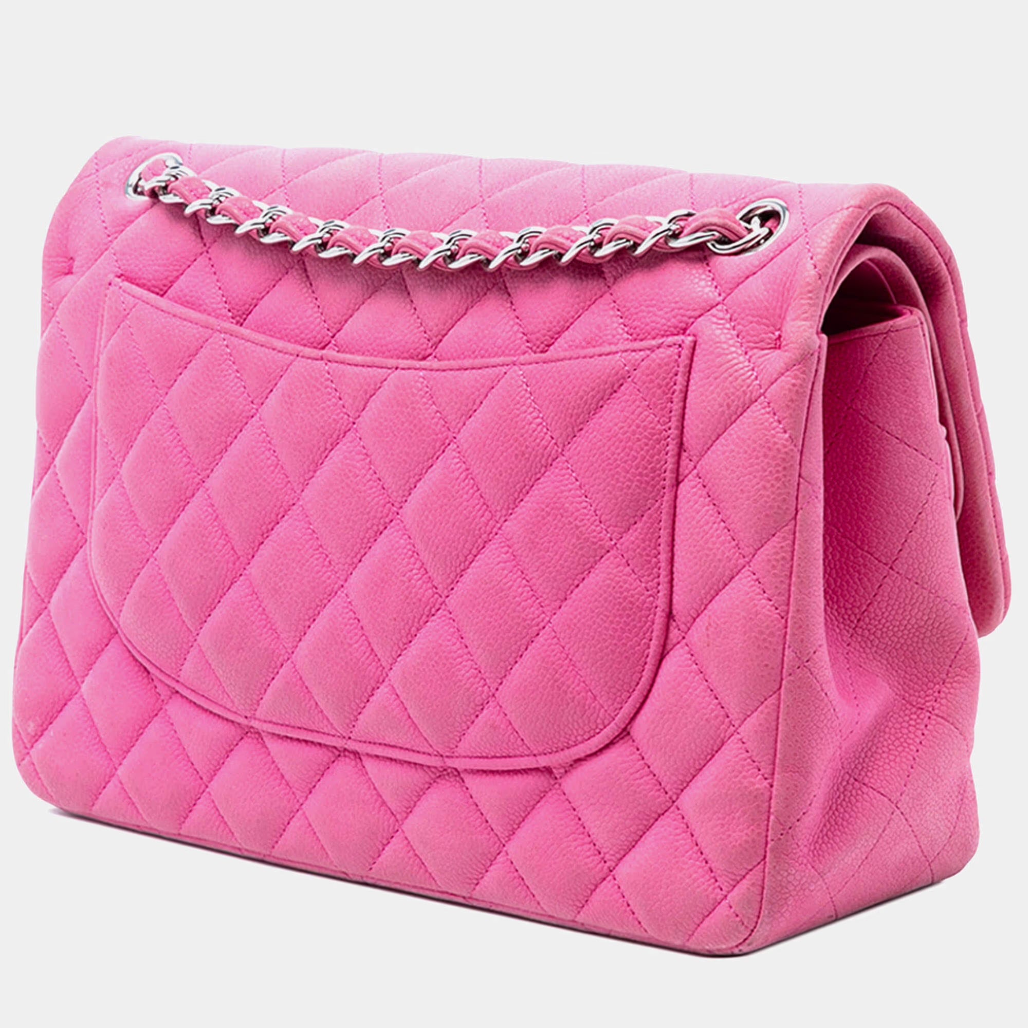 Chanel Pink Jumbo Classic Caviar Double Flap