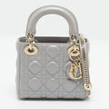 Dior Lady Dior Mini Silver Cannage Leather Tote