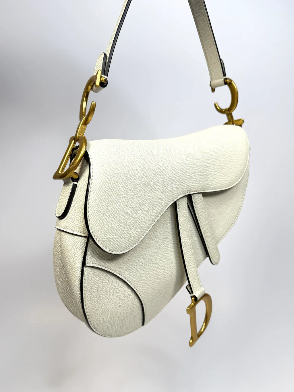 CHRISTIAN DIOR SADDLE BAG IN LATTE WITH GOLD HARDWARE