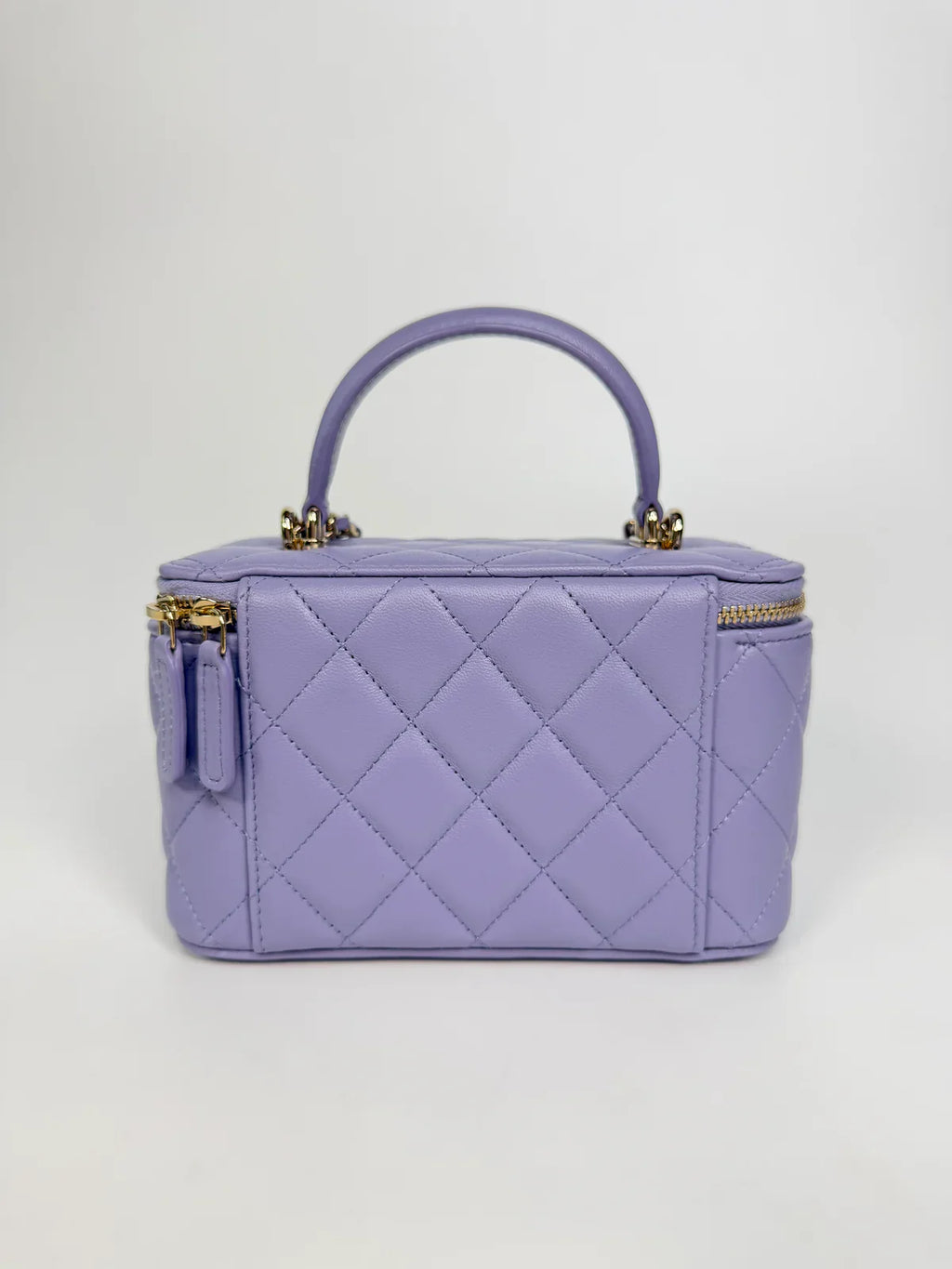 CHANEL MINI VANITY TOP HANDLE IN LILAC LAMBSKIN LEATHER WITH GOLD HARDWARE