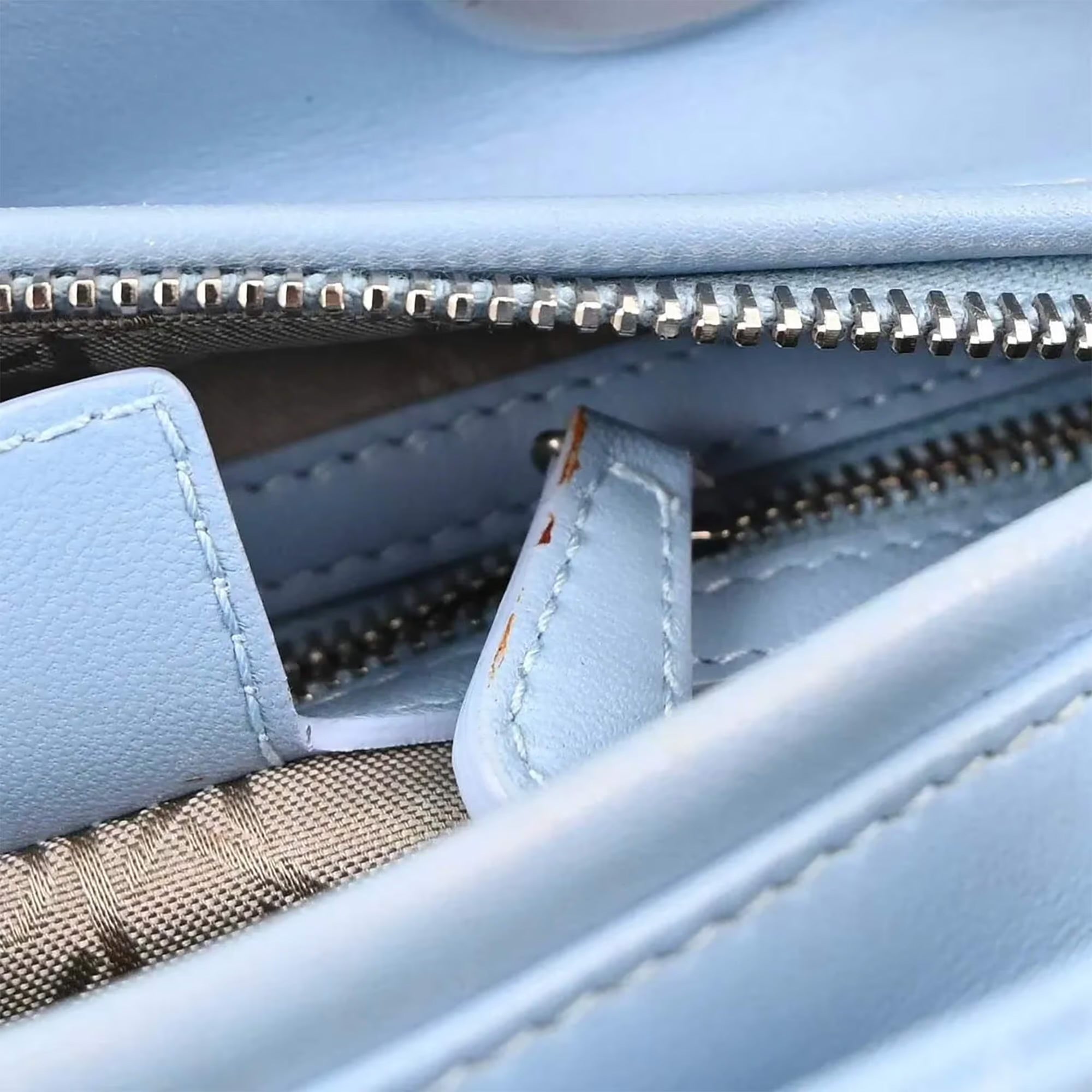 Christian Dior Lady Dior Medium Blue Lambskin Top Handle Bag