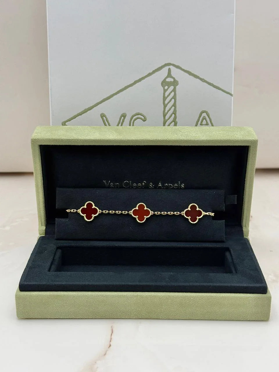 Van Cleef And Arpels Vintage Alhambra Bracelet Carnelian