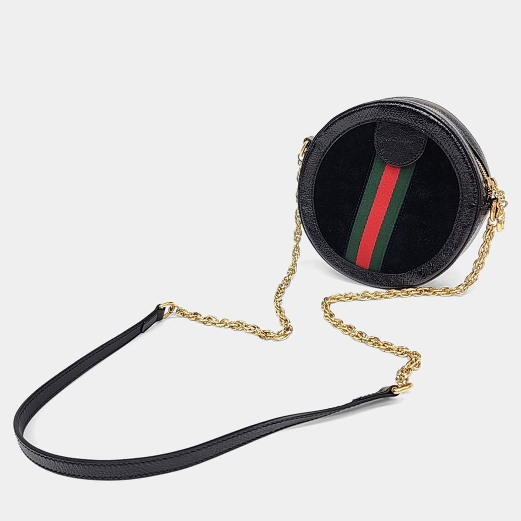 Gucci Multicolor Suede Ophidia Mini GG Round Shoulder Bag