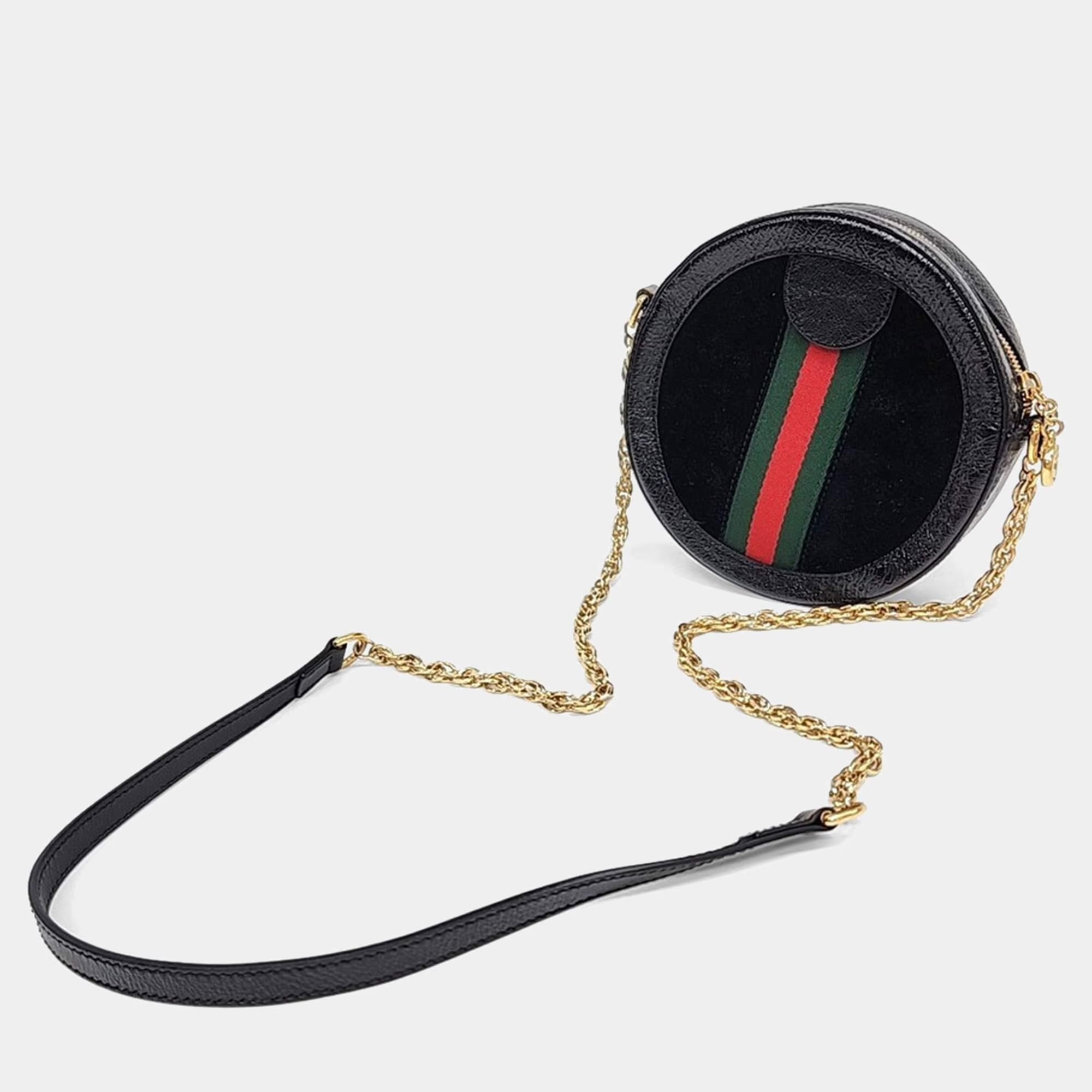 Gucci Multicolor Suede Ophidia Mini GG Round Shoulder Bag