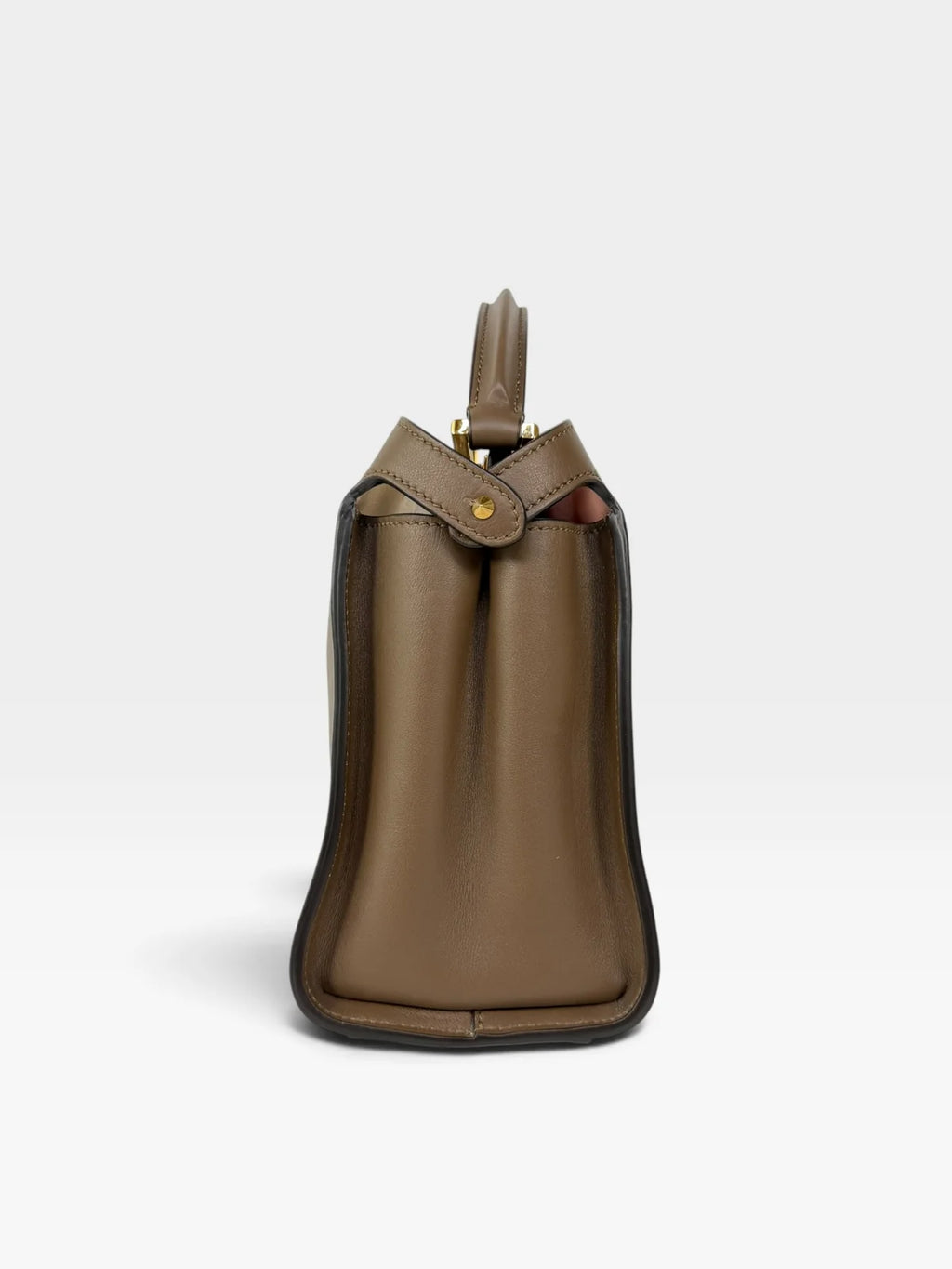 FENDI SMALL PEEKABOO ISEEU BAG IN BROWN CALFSKIN WITH GOLD HARDWARE