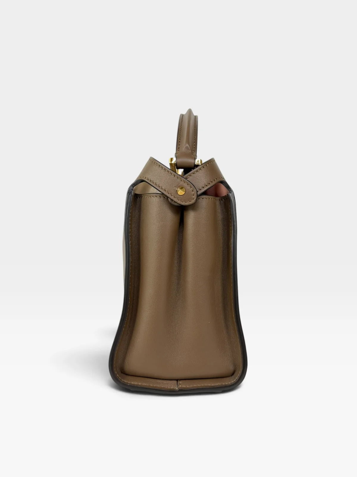 FENDI SMALL PEEKABOO ISEEU BAG IN BROWN CALFSKIN WITH GOLD HARDWARE