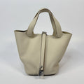 HERMÈS PICOTIN 18 IN CRAIE CLEMENCE LEATHER WITH PALLADIUM HARDWARE