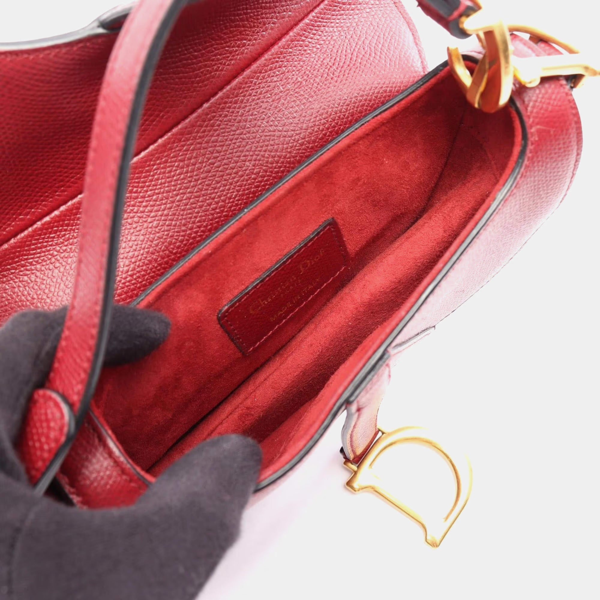 Christian Dior Saddle Mini Bordeaux Grained Calfskin Shoulder Bag