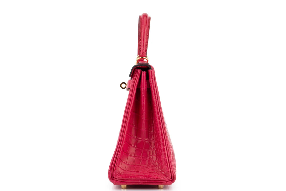Hermès Kelly 25 Retourne Alligator Mississippiensis Matte Framboise GHW