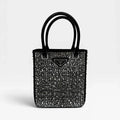 PRADA METAL PANIER SMALL BLACK SATIN CRYSTAL TOTE