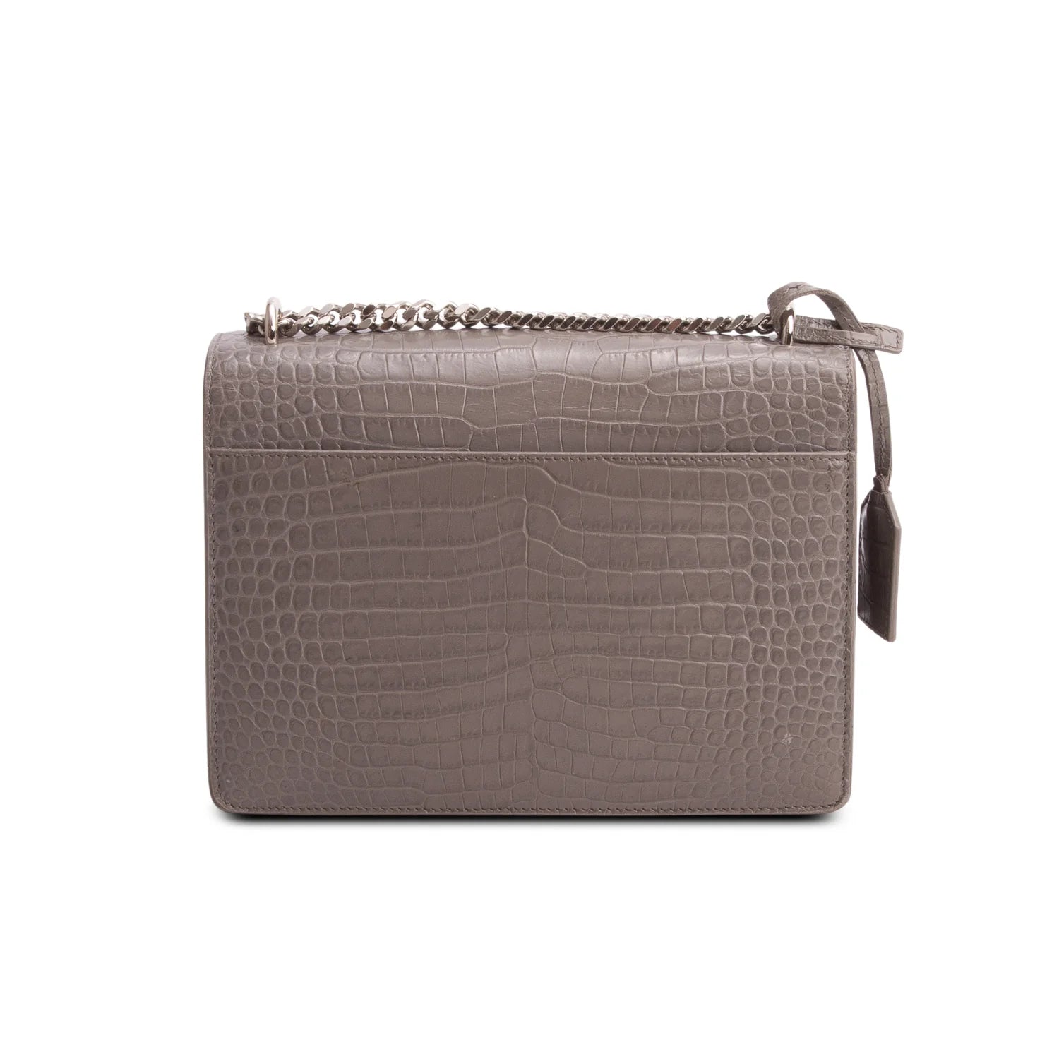 Saint Laurent Grey Croc Embossed Calfskin Medium Sunset Bag