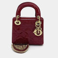 Christian Dior Burgundy Patent Leather Lady Mini Bag