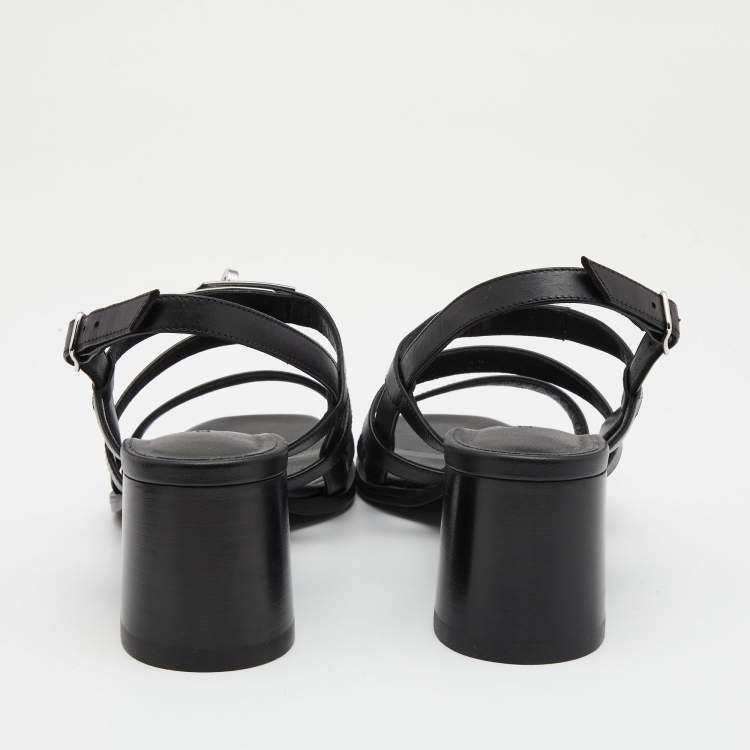Hermès Black Leather Eve Sandals Size 39