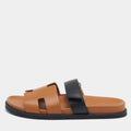 Hermes Black/Brown Leather Chypre Sandals Size 41