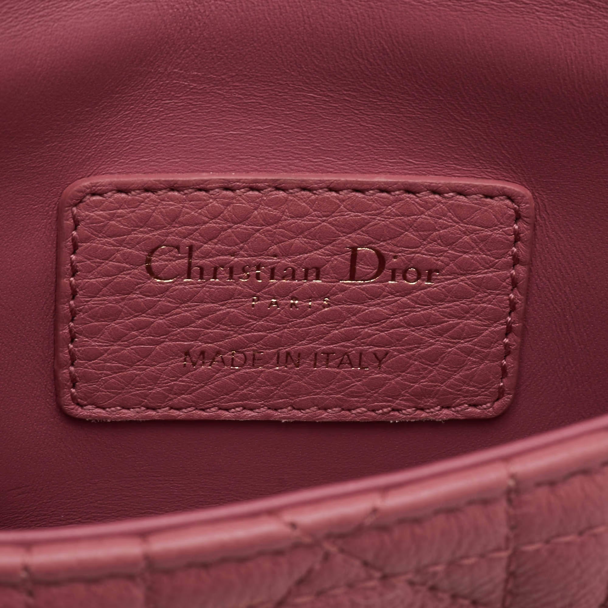 Dior Caro Micro Pink Cannage Leather Crossbody Bag