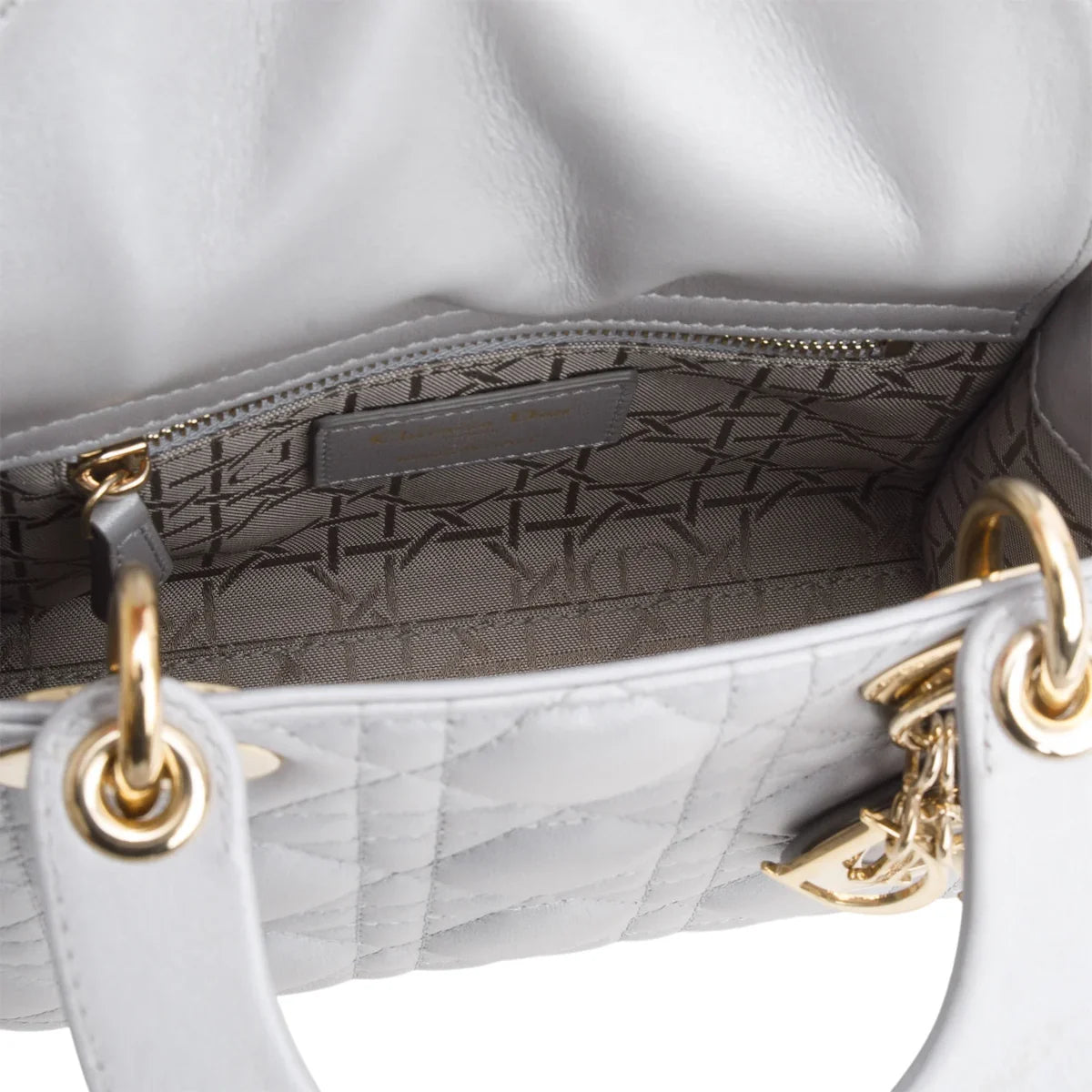 Christian Dior Grey Cannage Leather Mini Lady Dior Bag