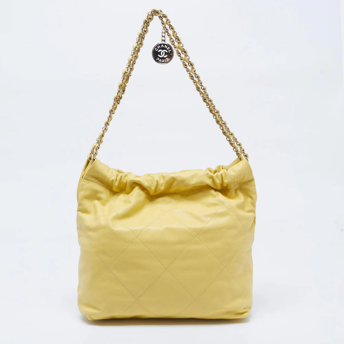 Chanel 22 Medium Yellow Quilted Caviar Leather Bag