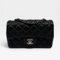 CHANEL MINI RECTANGLE IN BLACK LAMBSKIN SILVER HARDWARE
