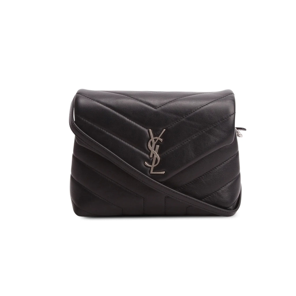 Saint Laurent Black Calfskin Y Quilted Monogram Toy Loulou Crossbody Bag