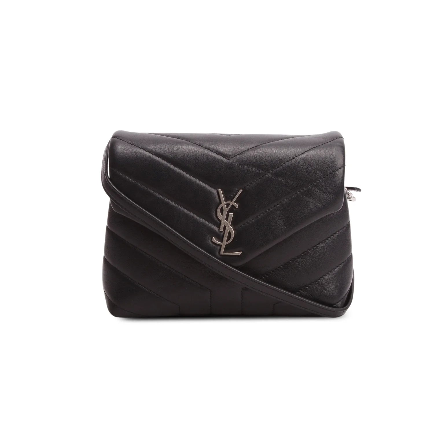 Saint Laurent Black Calfskin Y Quilted Monogram Toy Loulou Crossbody Bag