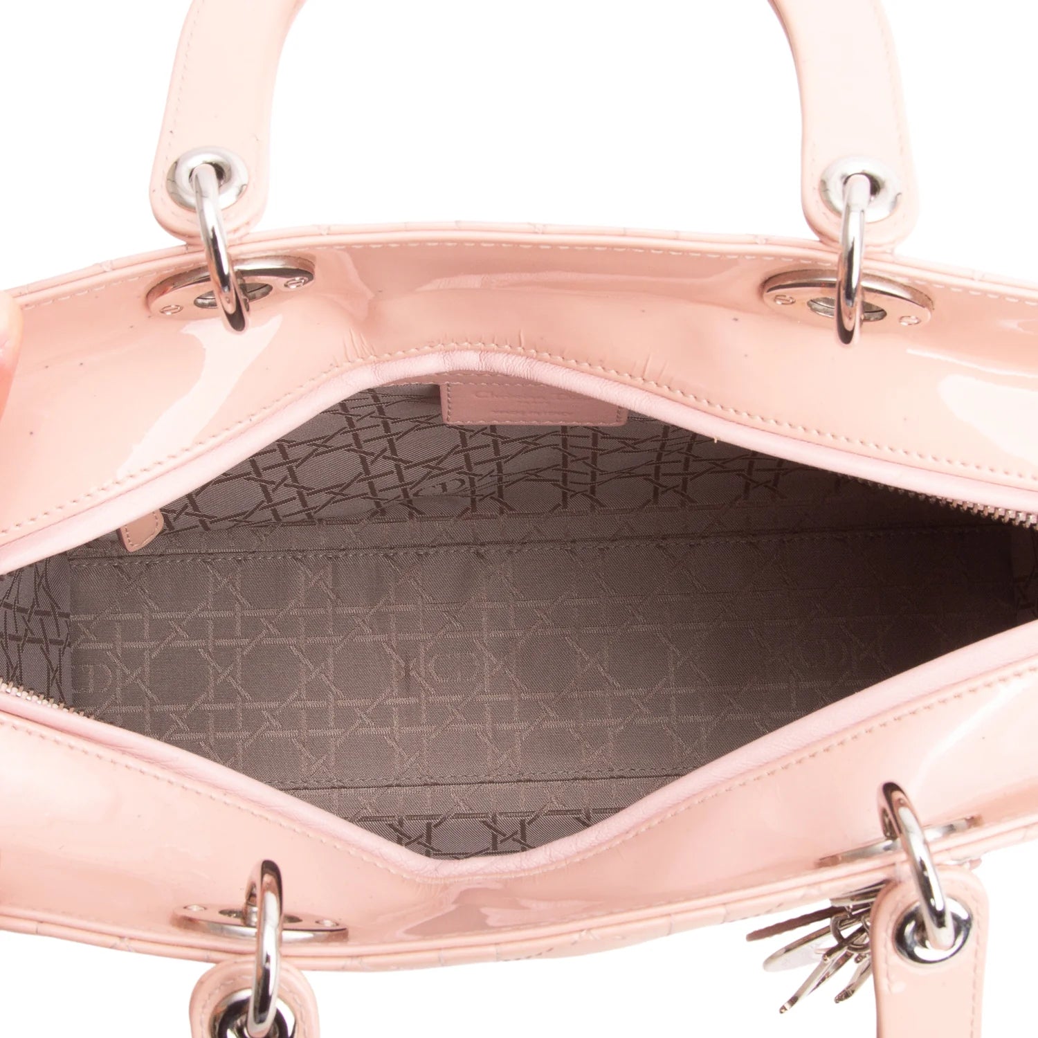 Dior Pink Cannage Patent Leather Large Lady Dior