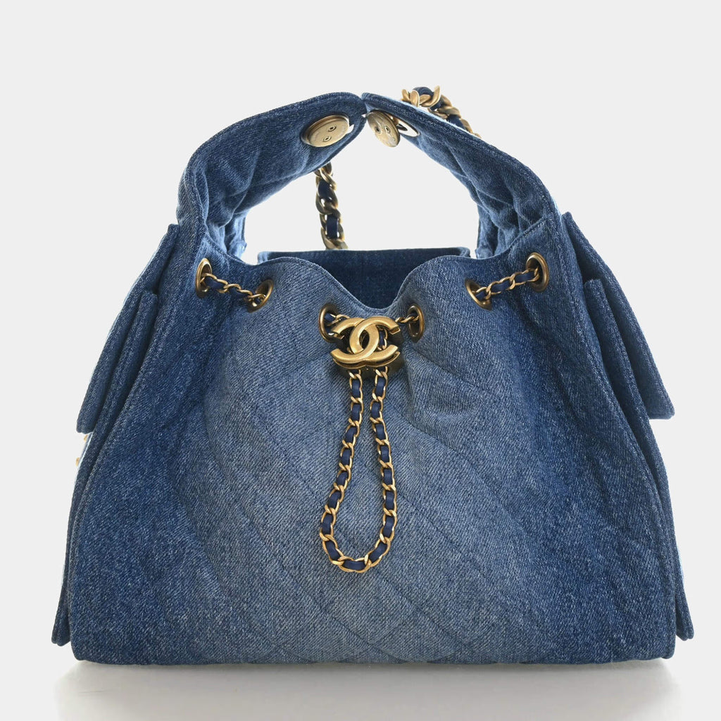 Chanel Small 25 Blue Washed Denim Hobo Bag