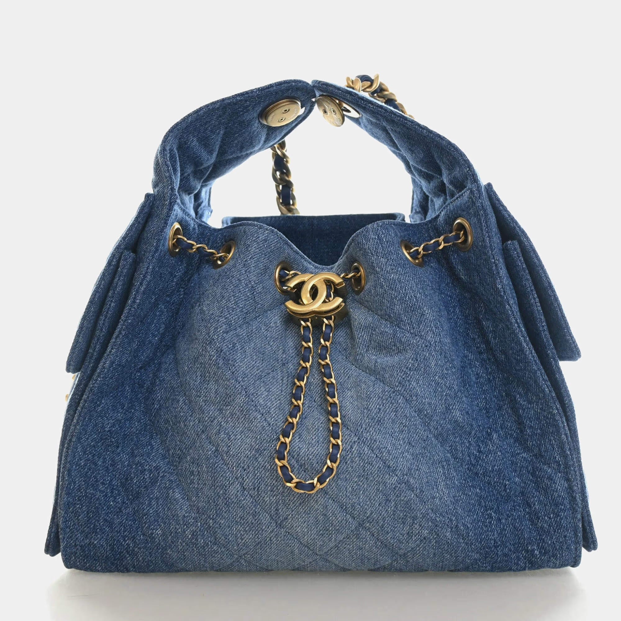 Chanel Small 25 Blue Washed Denim Hobo Bag
