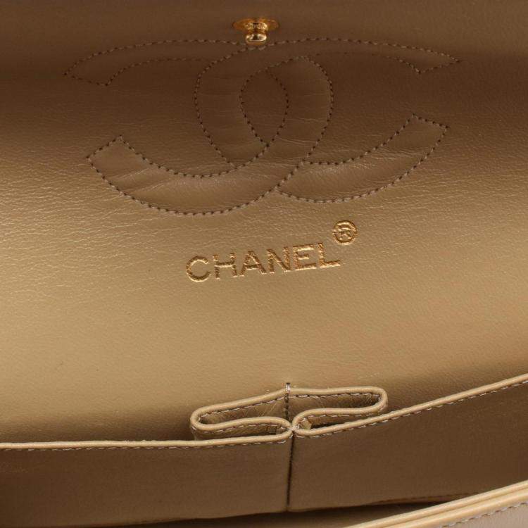 Chanel Classic Medium Beige Lambskin Leather Shoulder Bag