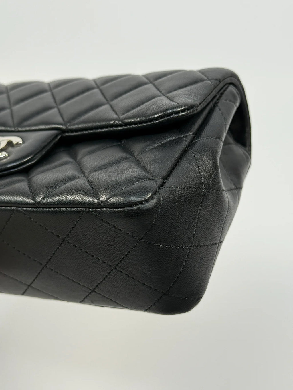 CHANEL MINI RECTANGLE IN BLACK LAMBSKIN SILVER HARDWARE