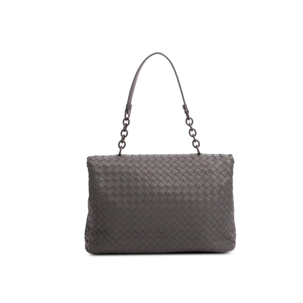 Bottega Veneta Grey Nappa Intrecciato Medium Olimpia Shoulder Bag