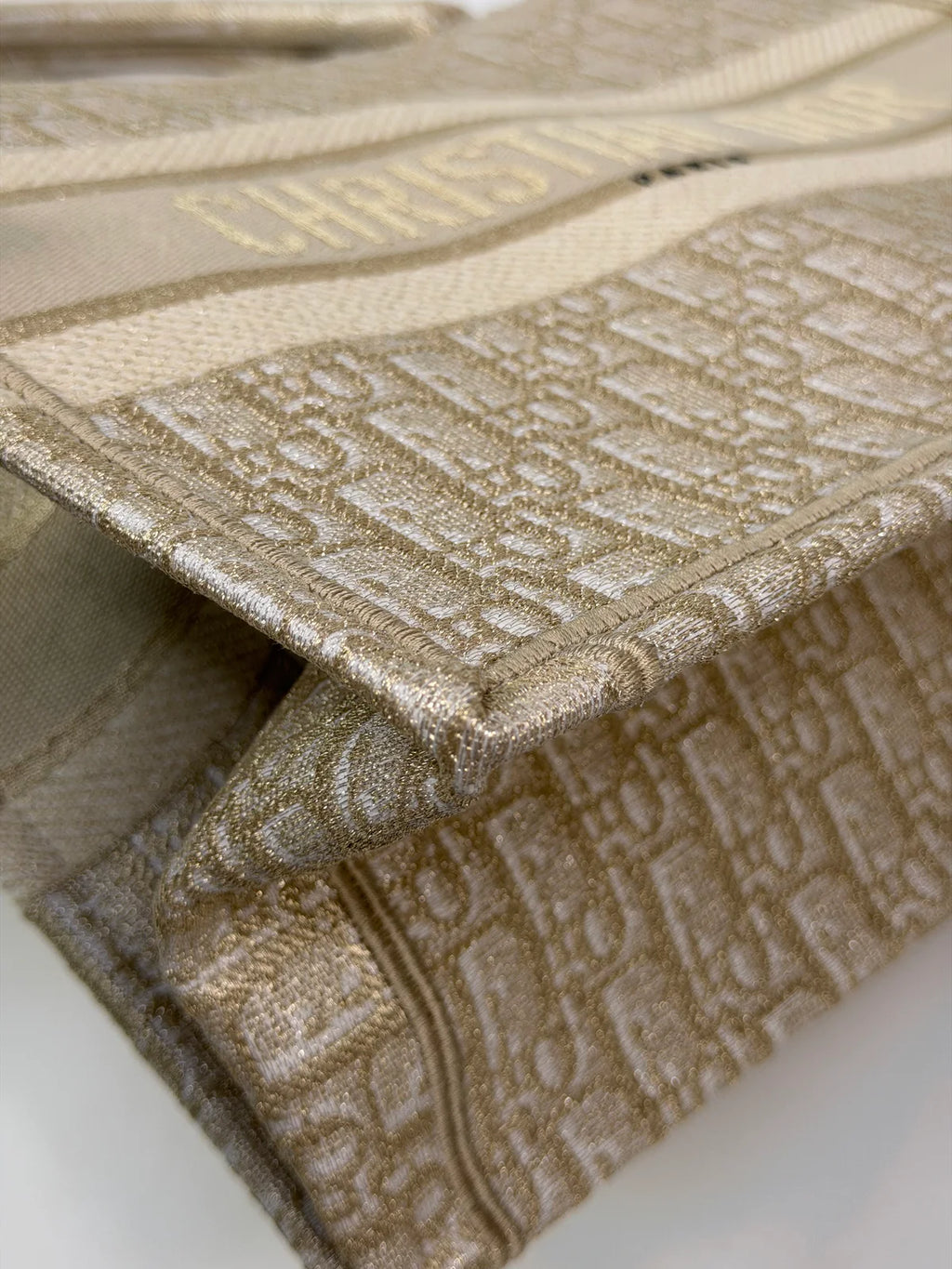 CHRISTIAN DIOR MEDIUM BOOK TOTE IN LATTE & GOLD TONE DIORESQUE