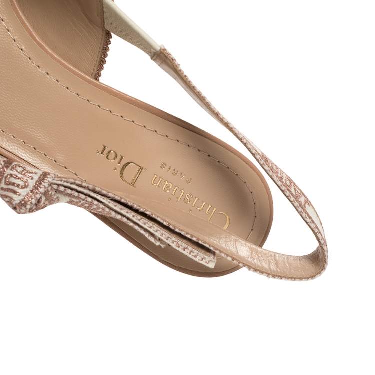 Dior Beige Metallic Technical Fabric J'Adior Slingback Sandals Size 38