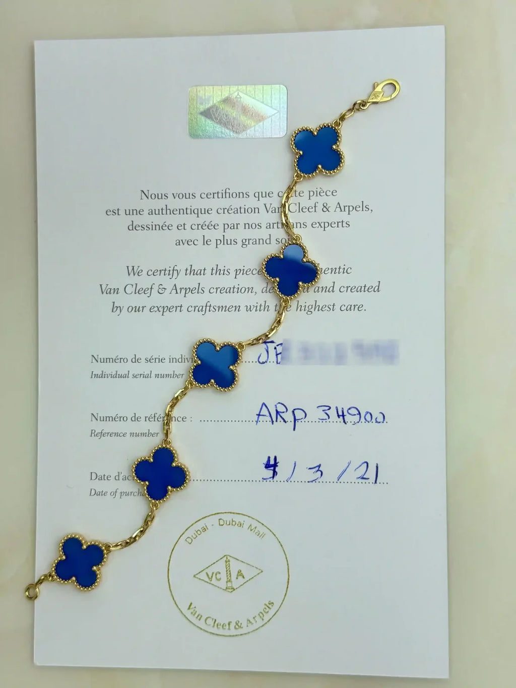 Van Cleef And Arpels Vintage Alhambra Bracelet 5 Motifs Blue Agate