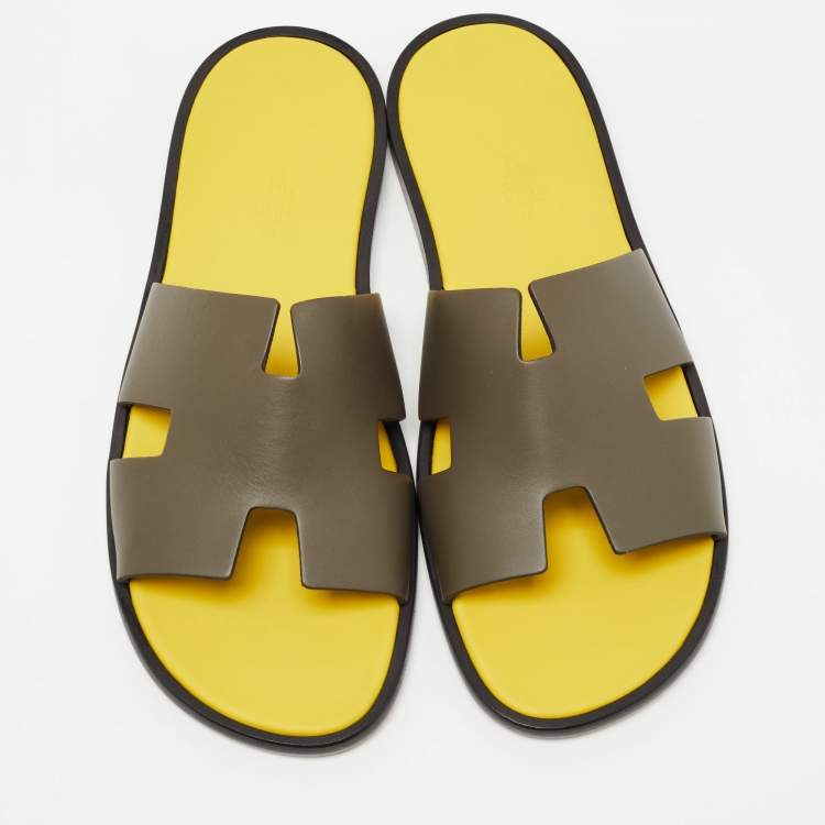 Hermes Vert Olive Leather Izmir Sandals Size 41
