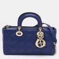 Dior Lady D-Joy Medium Navy Blue Cannage Leather Tote