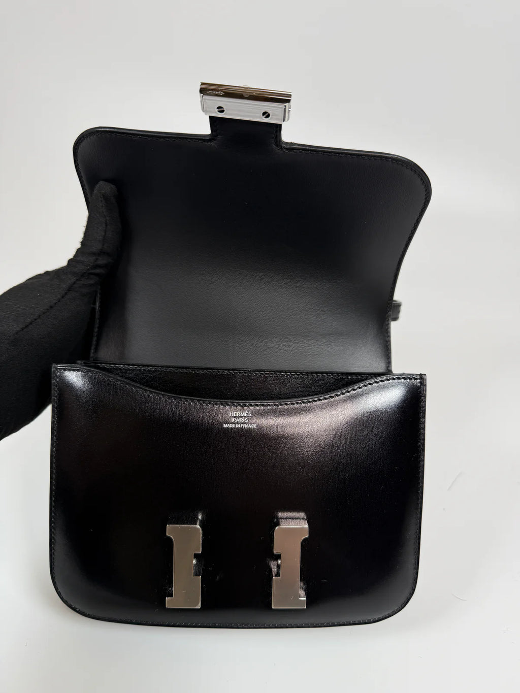 HERMÈS CONSTANCE 18 IN BLACK BOX LEATHER WITH PALLADIUM HARDWARE