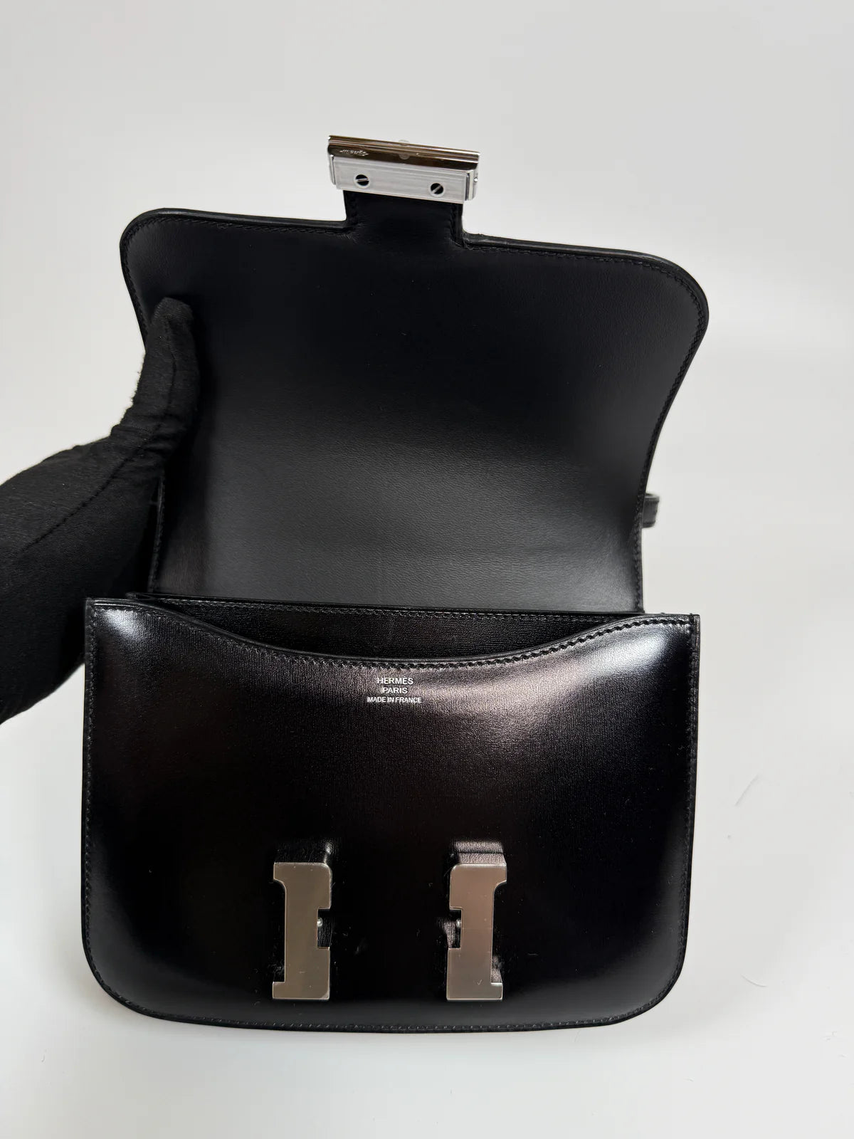 HERMÈS CONSTANCE 18 IN BLACK BOX LEATHER WITH PALLADIUM HARDWARE